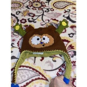 Flipeez Brown Monkey Hat Push The Blue Bulb And Ears Pop Up Unisex Kids Fun